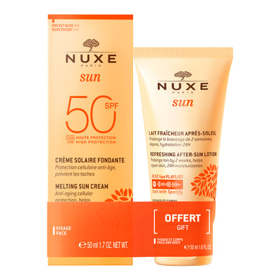 Duo High Protection Melting Sun Cream SPF50 face and Lait Fraicheur Après-Soleil face and body 50ml complimentary