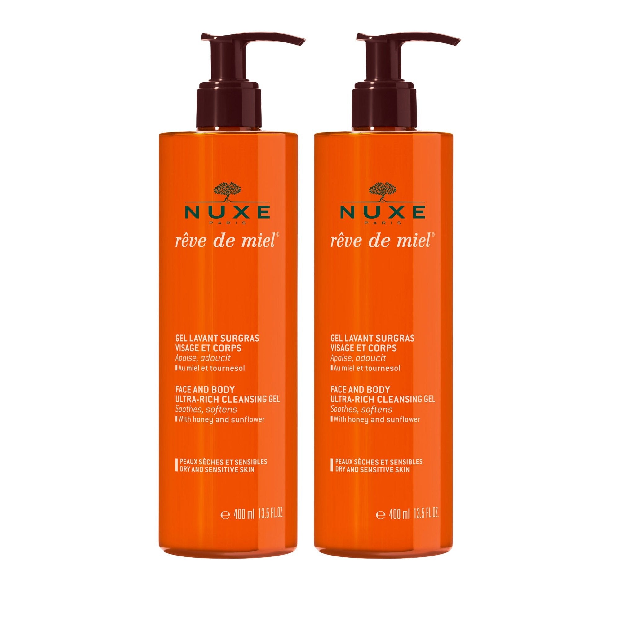 Duo Gels Lavants Surgras visage et corps, Rêve de miel EN - NUXE